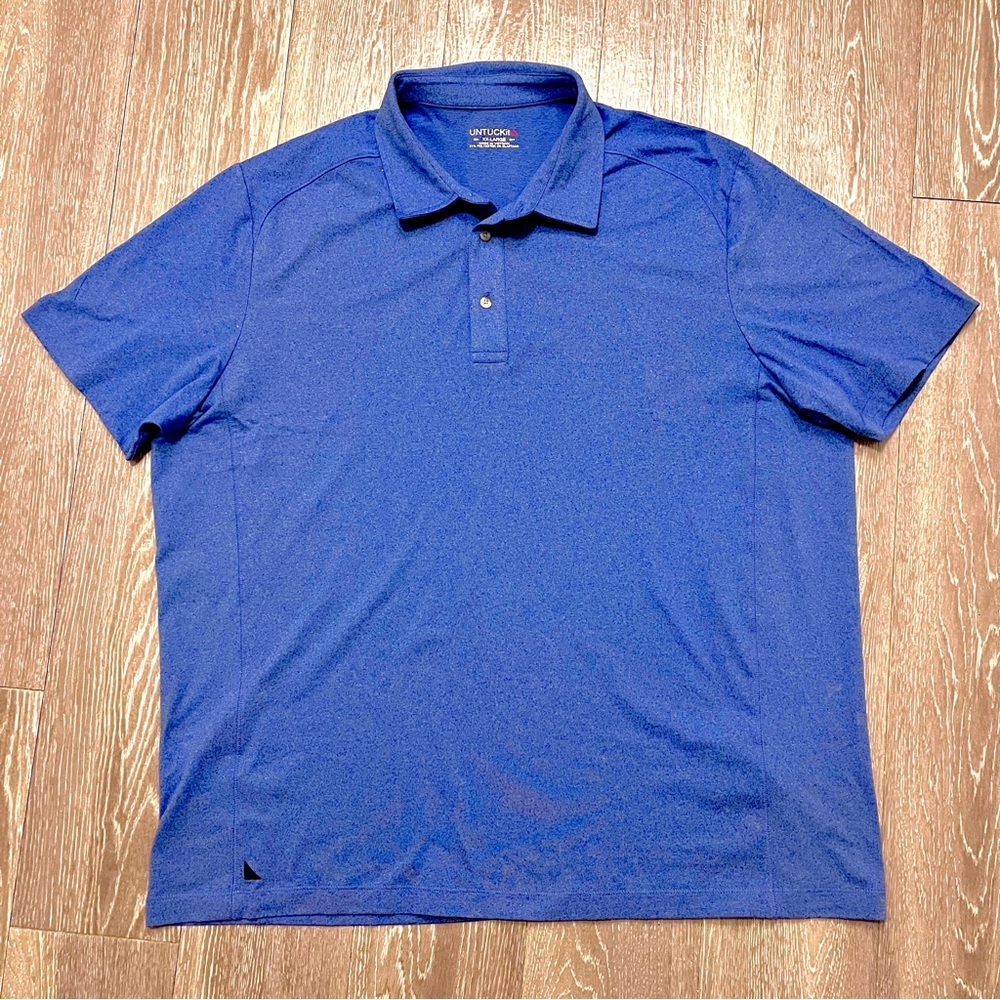Untuckit Polo Shirt Mens XXL 2XL Blue Golf Stretch Casual Outdoor Adult